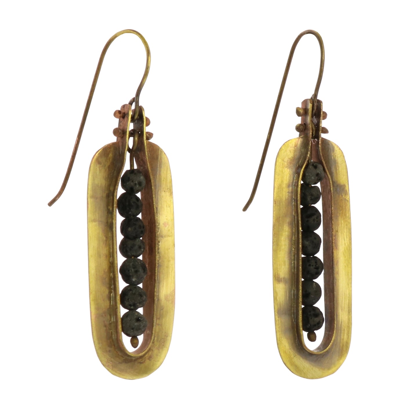 KONA BRASS EARRINGS - LAVA STONES
