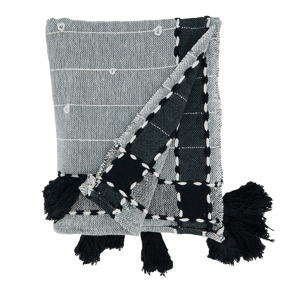Banded Tassel Throw