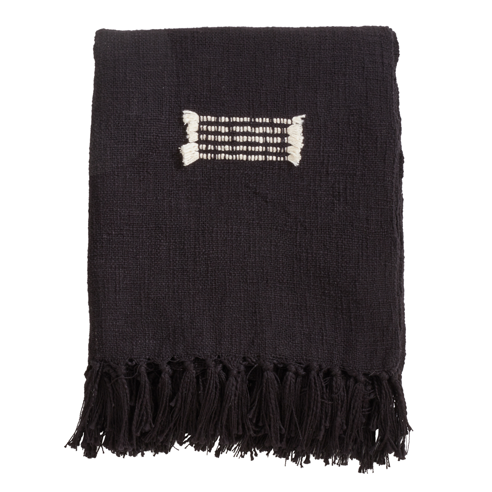 Fringe Line Throw Black