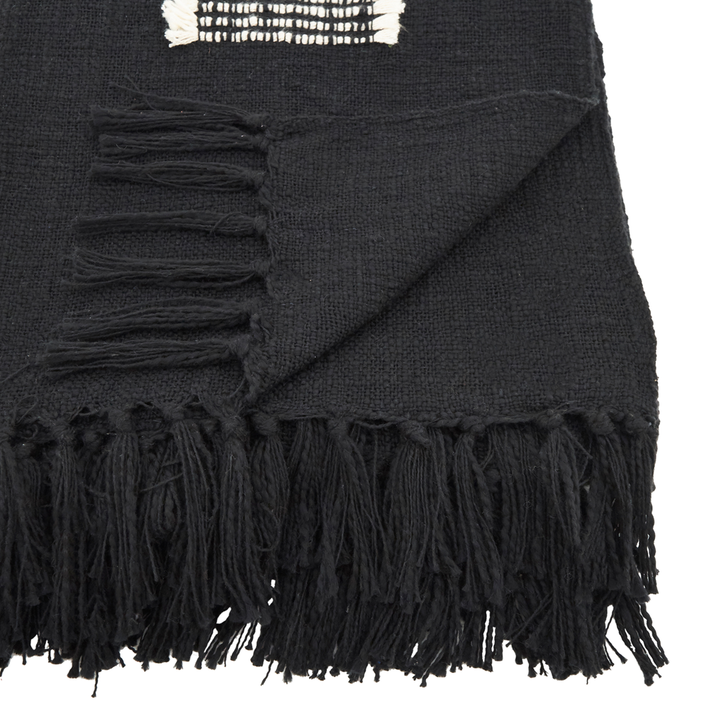 Fringe Line Throw Black