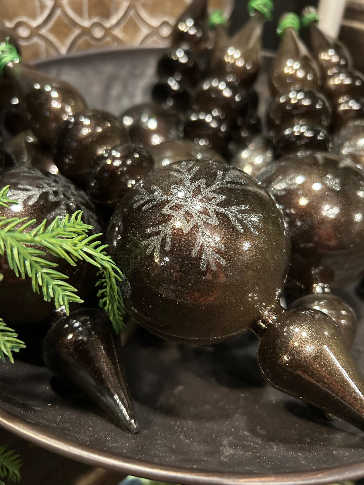 10" Gunmetal Candy Snowflake Finial