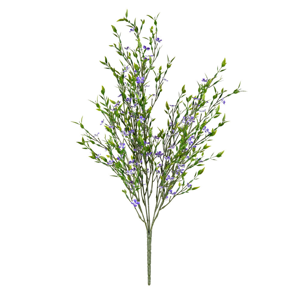 UV Resistant 22" Mini Purple Flowers Green Bush