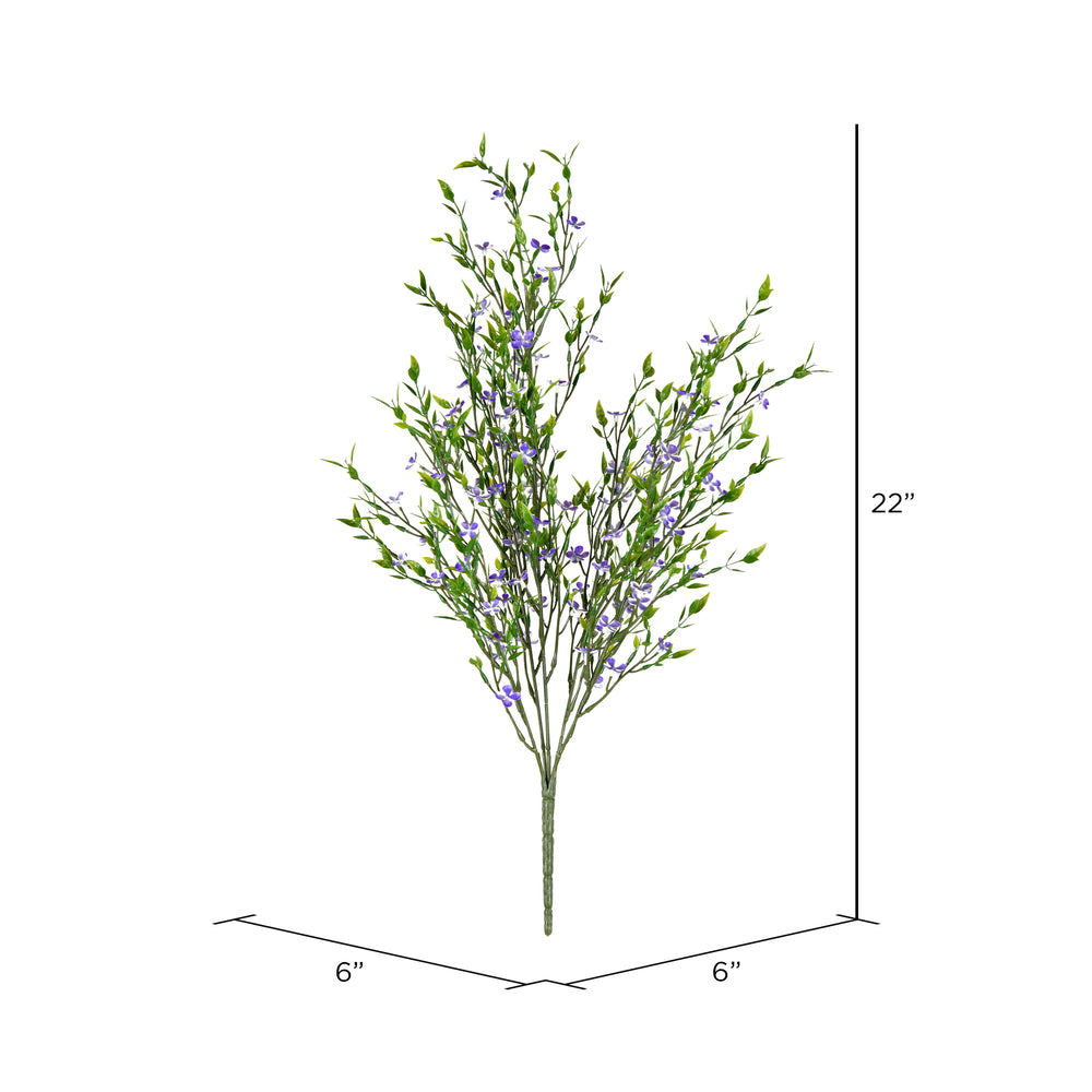 UV Resistant 22" Mini Purple Flowers Green Bush