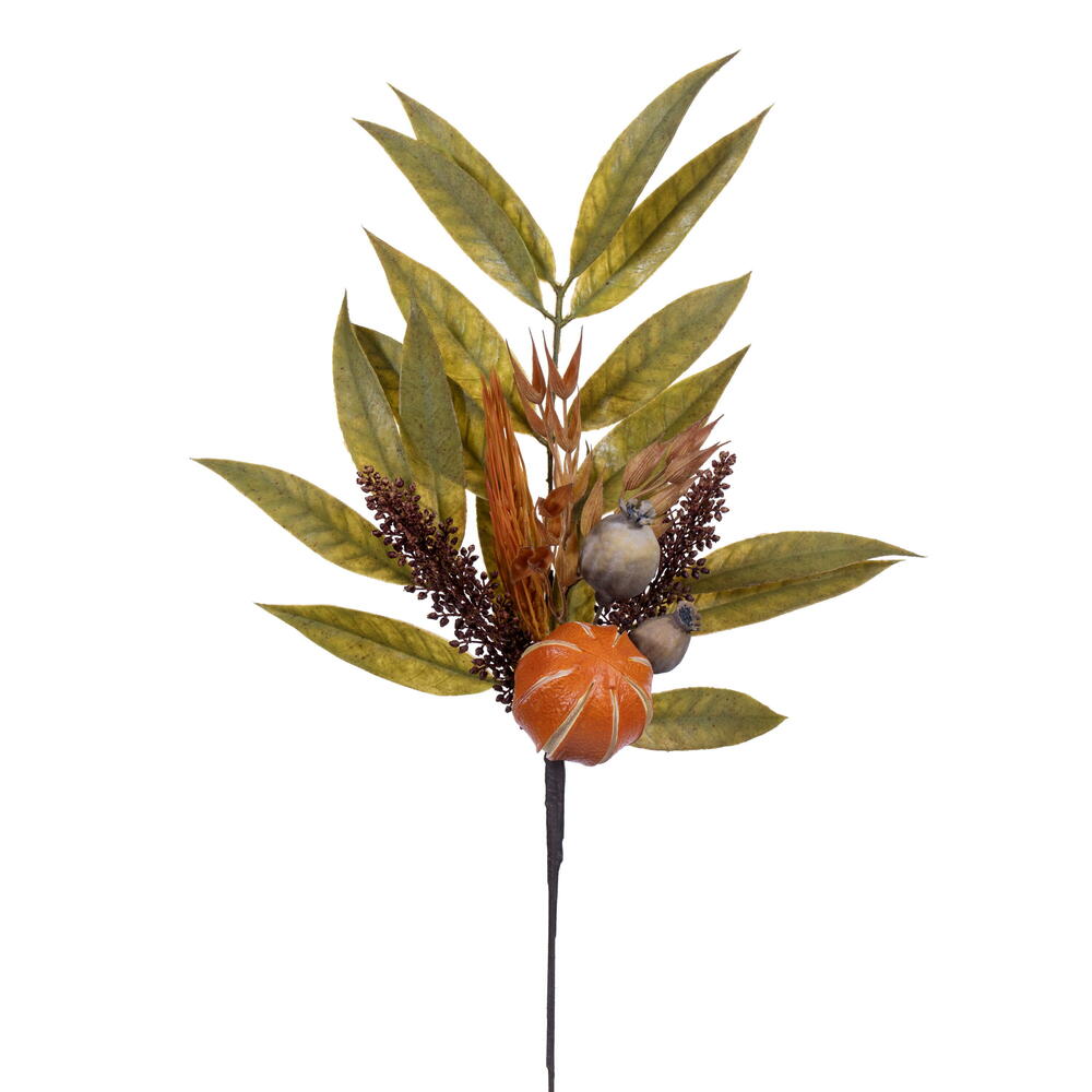23" Orange/Gourd/Bay Leaf Spray