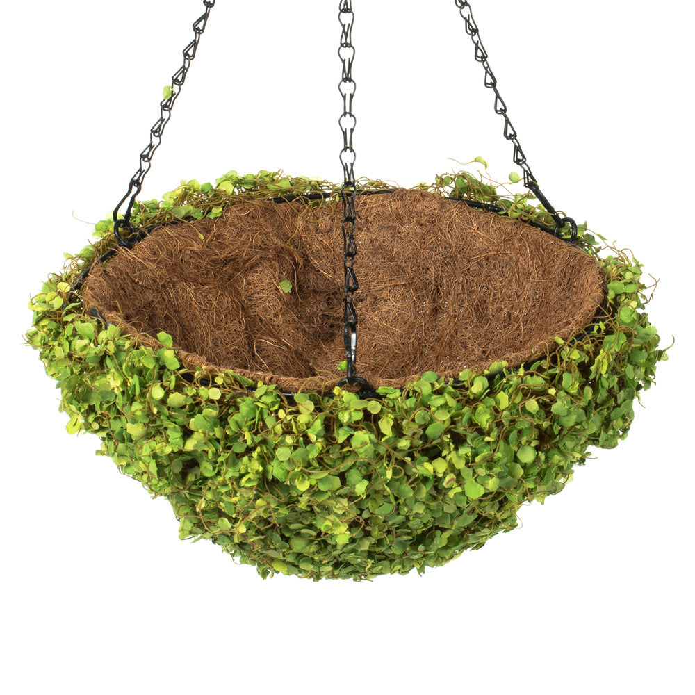 12'' Artificial Green Mini Leaves Hanging Basket