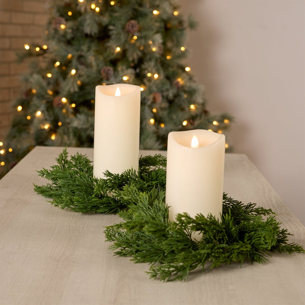 PINE CANDLE RING 16"D
