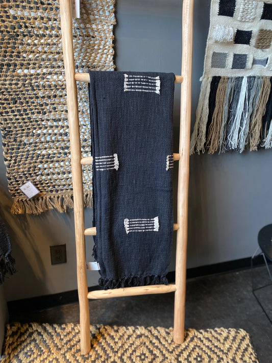 Fringe Line Throw Black