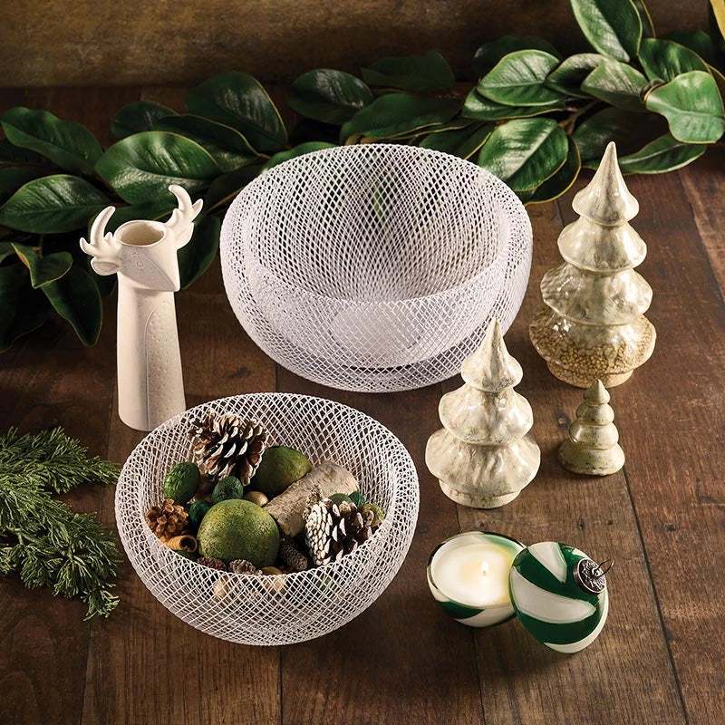 Sm. Metal Mesh Bowl/ White