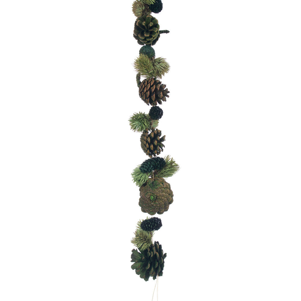 6' Green Mix Natural Pinecone Garland