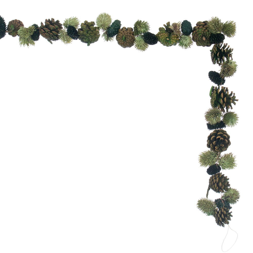 6' Green Mix Natural Pinecone Garland