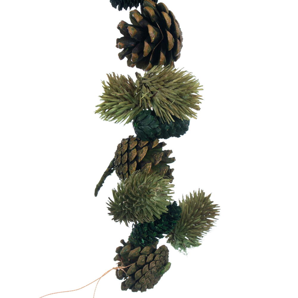 6' Green Mix Natural Pinecone Garland
