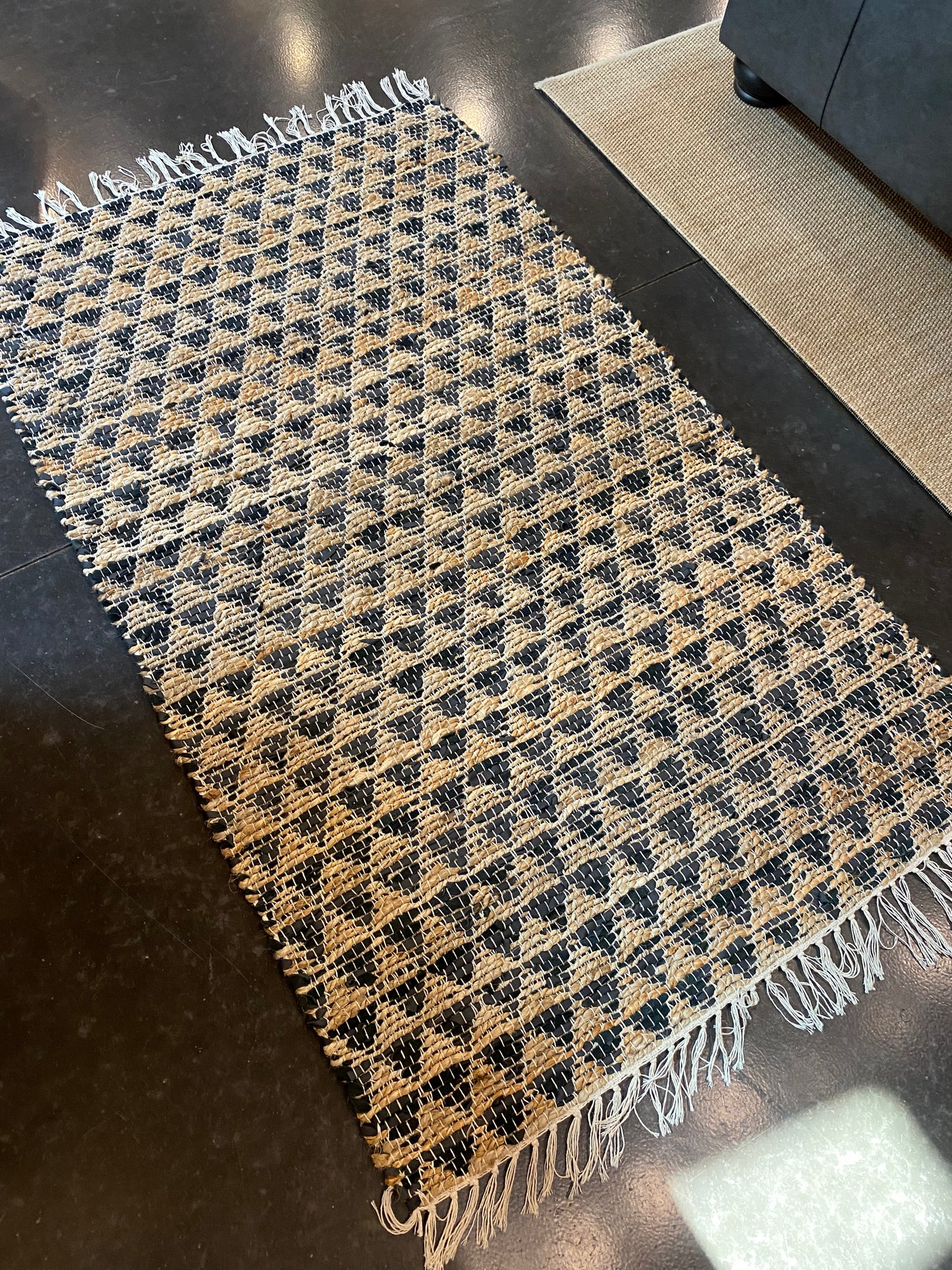 3' x 5' Woven Cotton Chindi & Leather