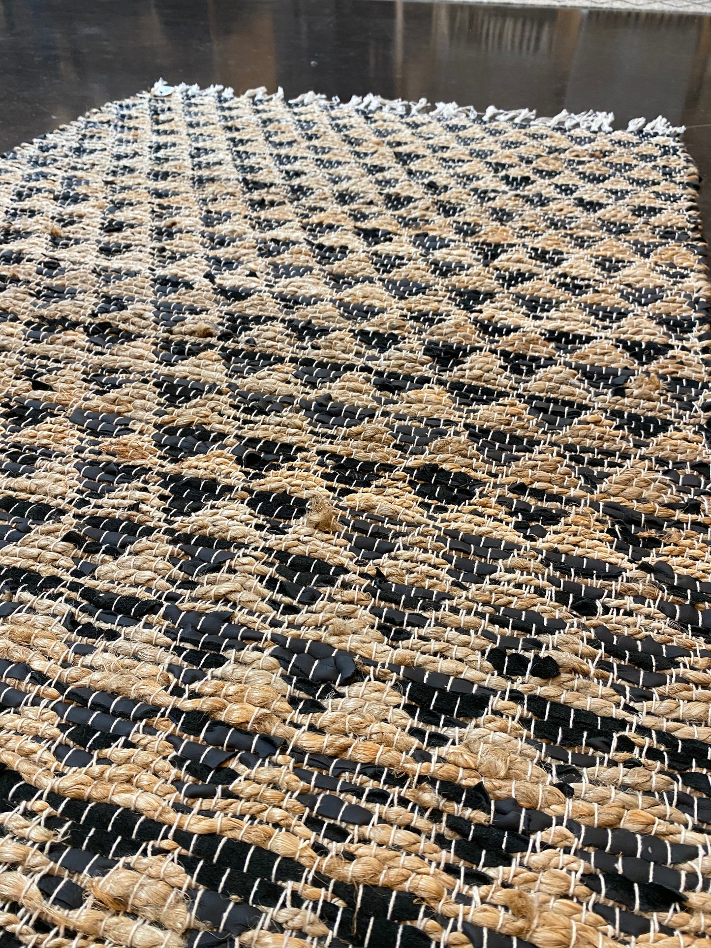 3' x 5' Woven Cotton Chindi & Leather