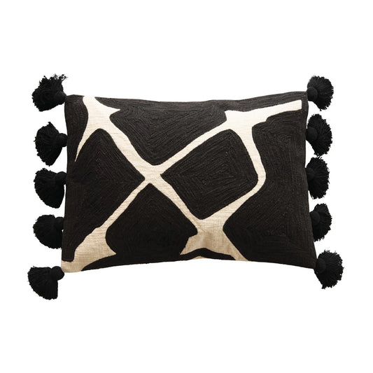 Cotton Embroidered Lumbar Pillow