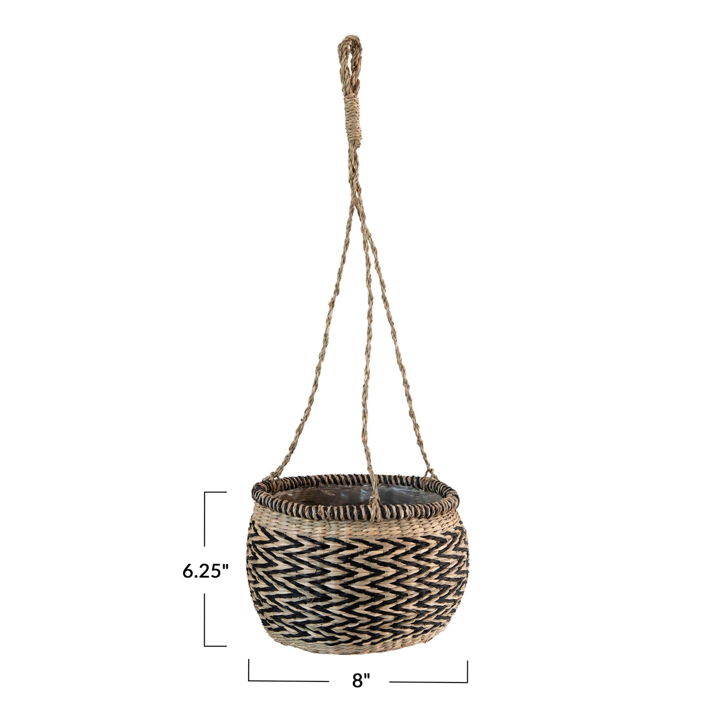 Hand-Woven Hanging Basket Planter with Lining