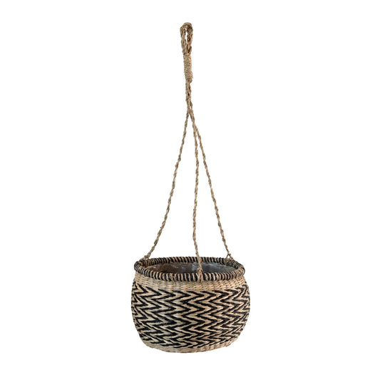 Hand-Woven Hanging Basket Planter with Lining