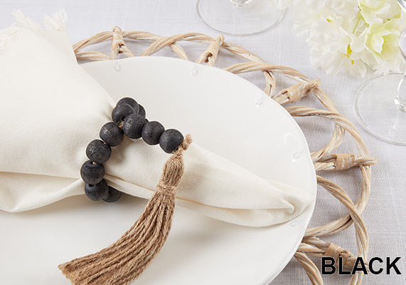 Wood Bead Tassel Napkin Ring