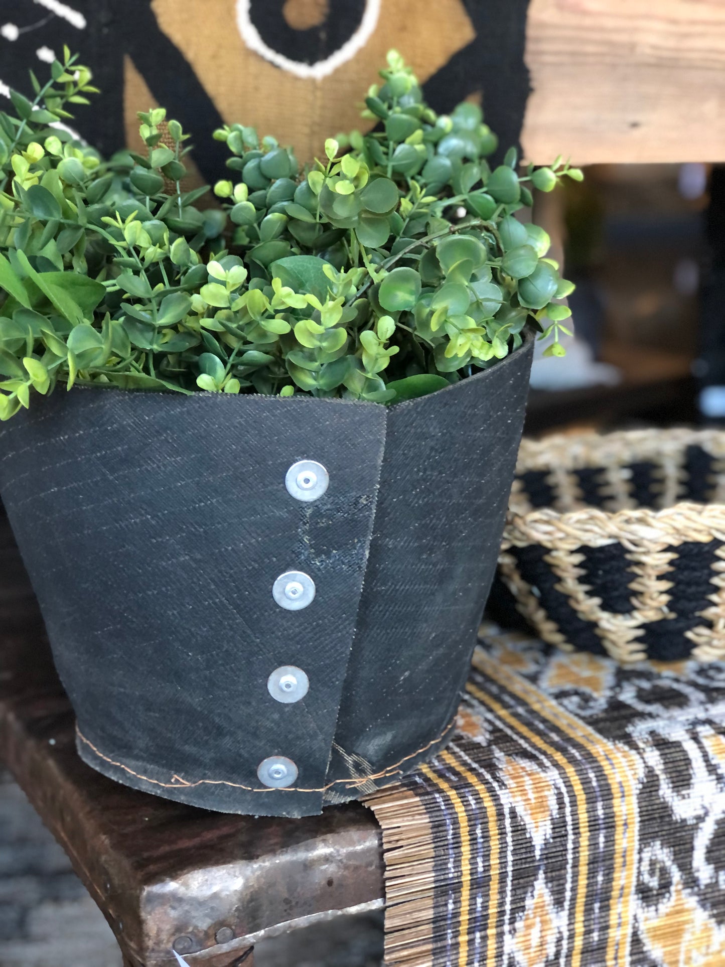 REPURPOSED RUBBER POT/PLANTER