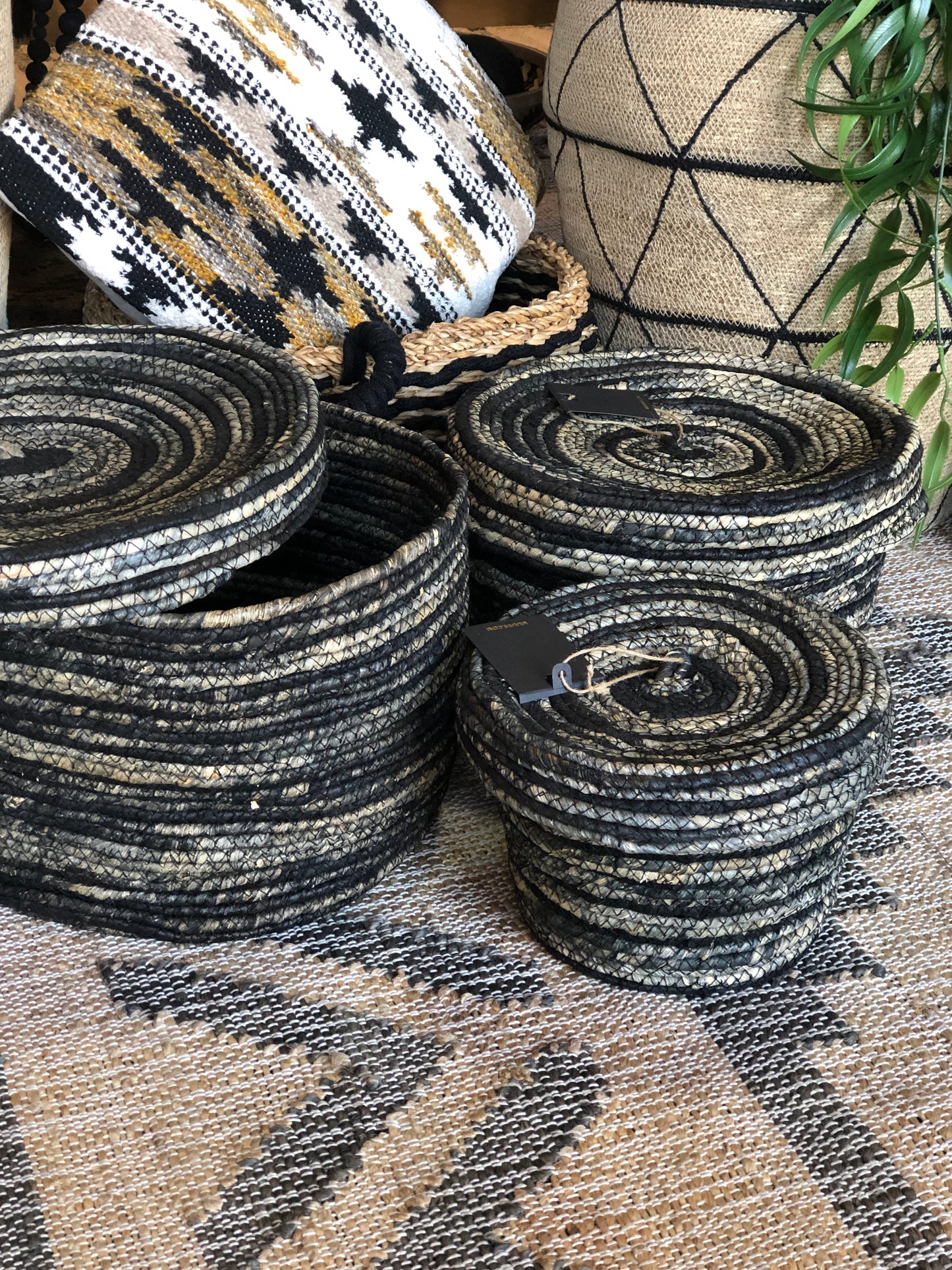 SET OF 3 SIA BASKETS - BLACK/GREY/NATURE