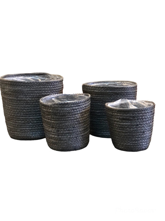 SET OF 4 RACHEL BASKET ROUND BLACK