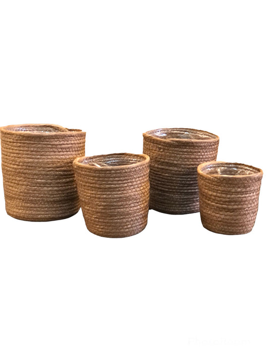 SET OF 4 RACHEL BASKET ROUND BROWN